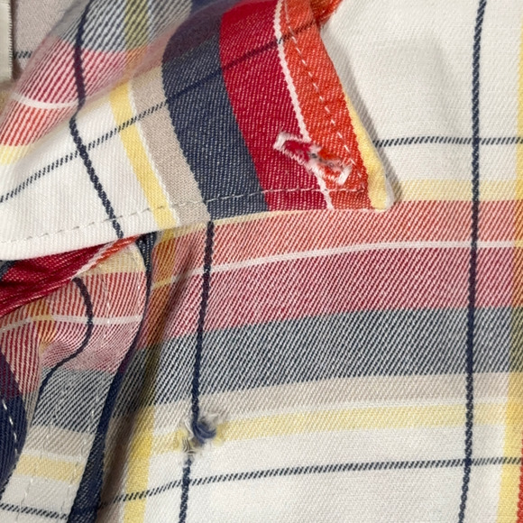 Vintage Wrangler Shirt Adult LARGE White Red Madras Plaid Painted Desert Y2K - Picture 5 of 10